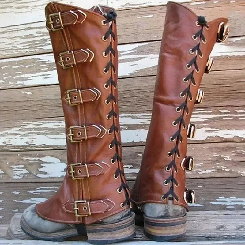 Funki Buys | Boots | Men's Women's Cosplay Leather Leg Armor