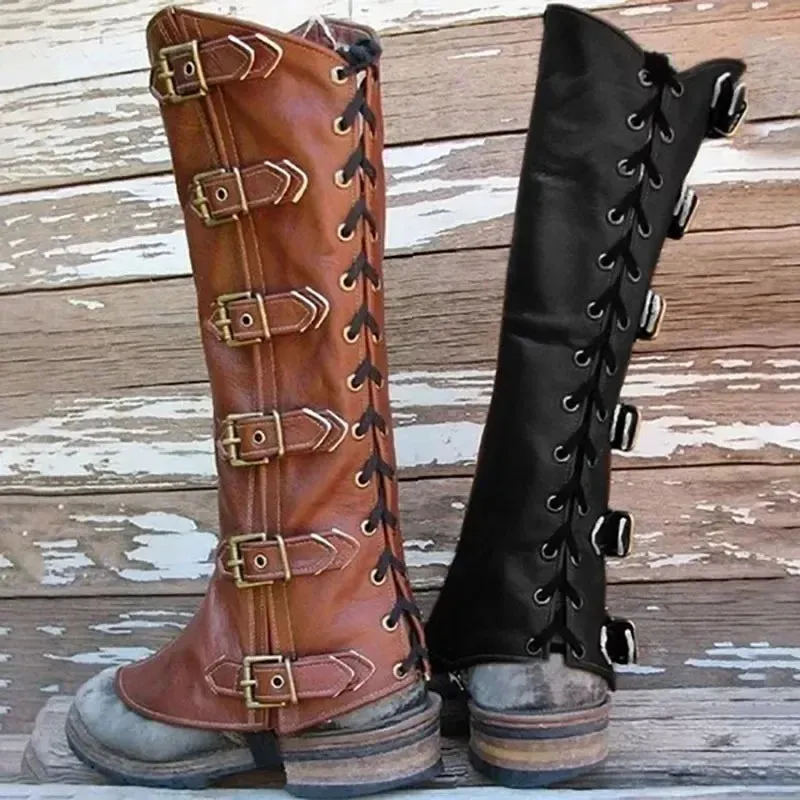 Funki Buys | Boots | Men's Women's Cosplay Leather Leg Armor