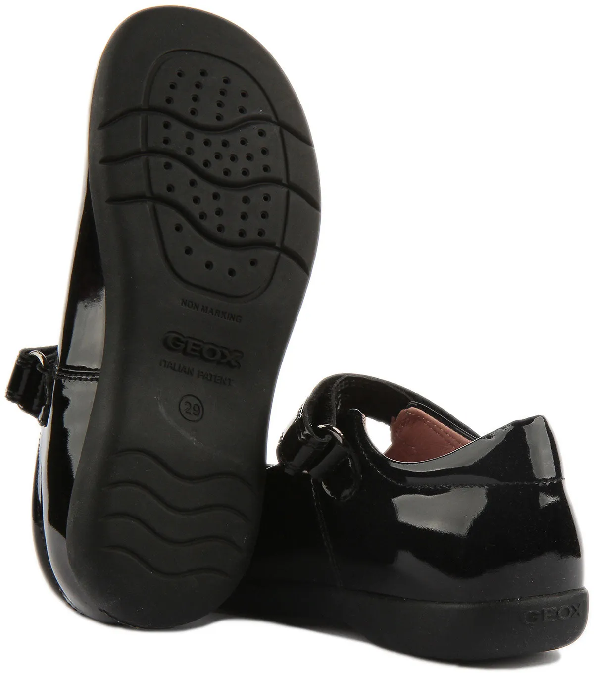 Geox naimara Girl2 In Black Patent For Kids