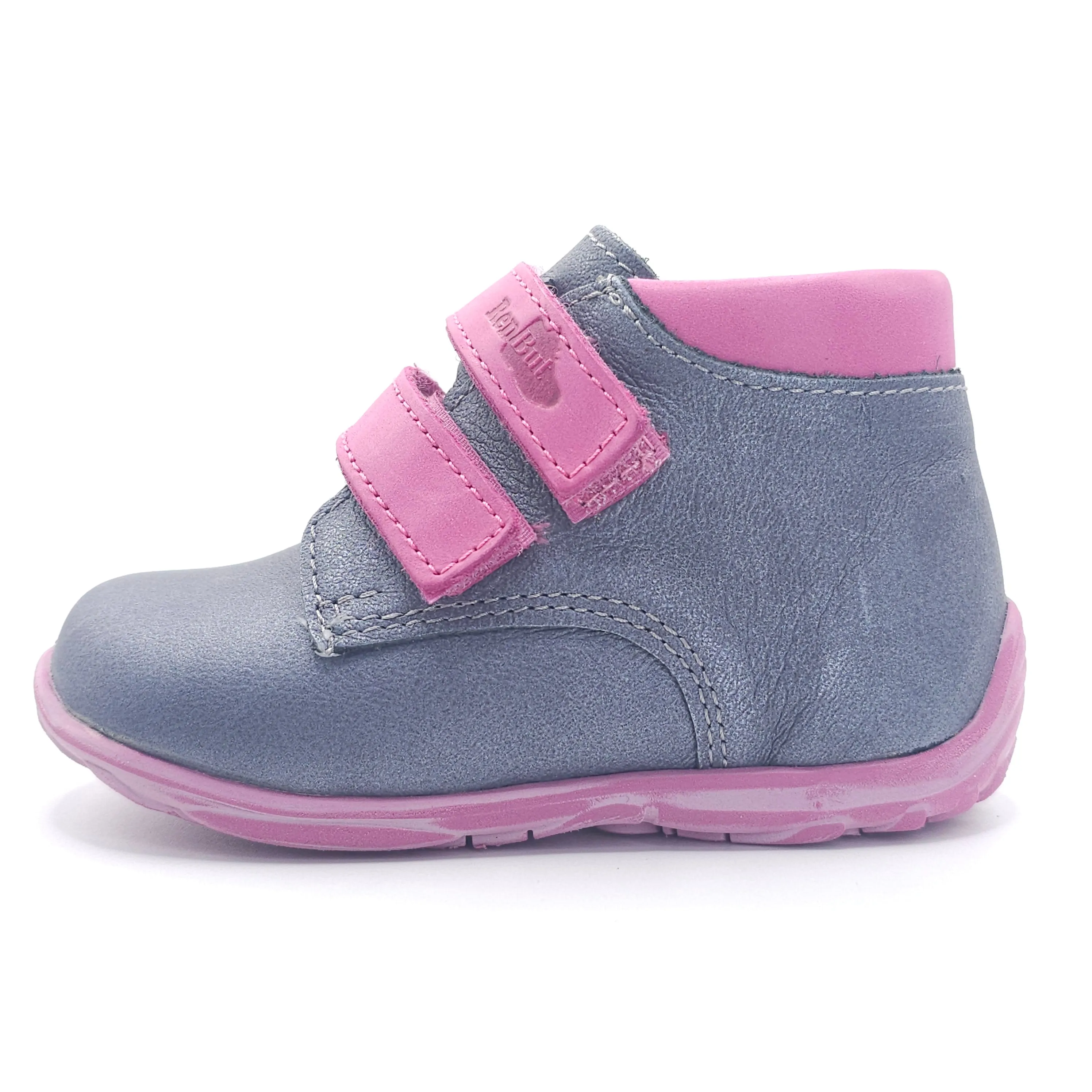 Girls Double Velcro Shoe In Ash Gray