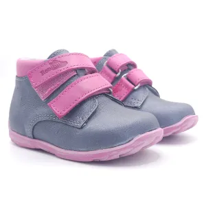 Girls Double Velcro Shoe In Ash Gray