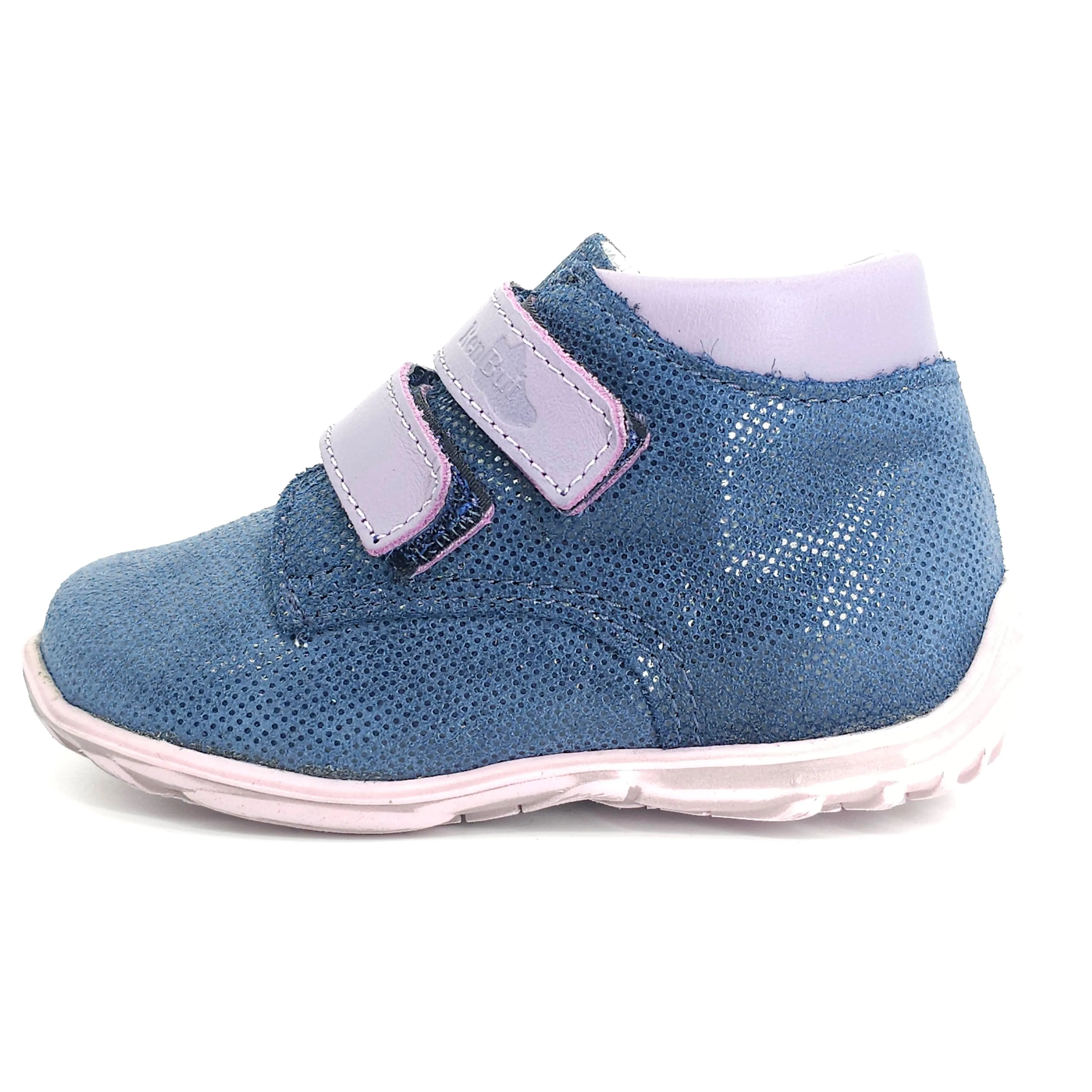 Girls Double Velcro Shoe In Navy and Purple