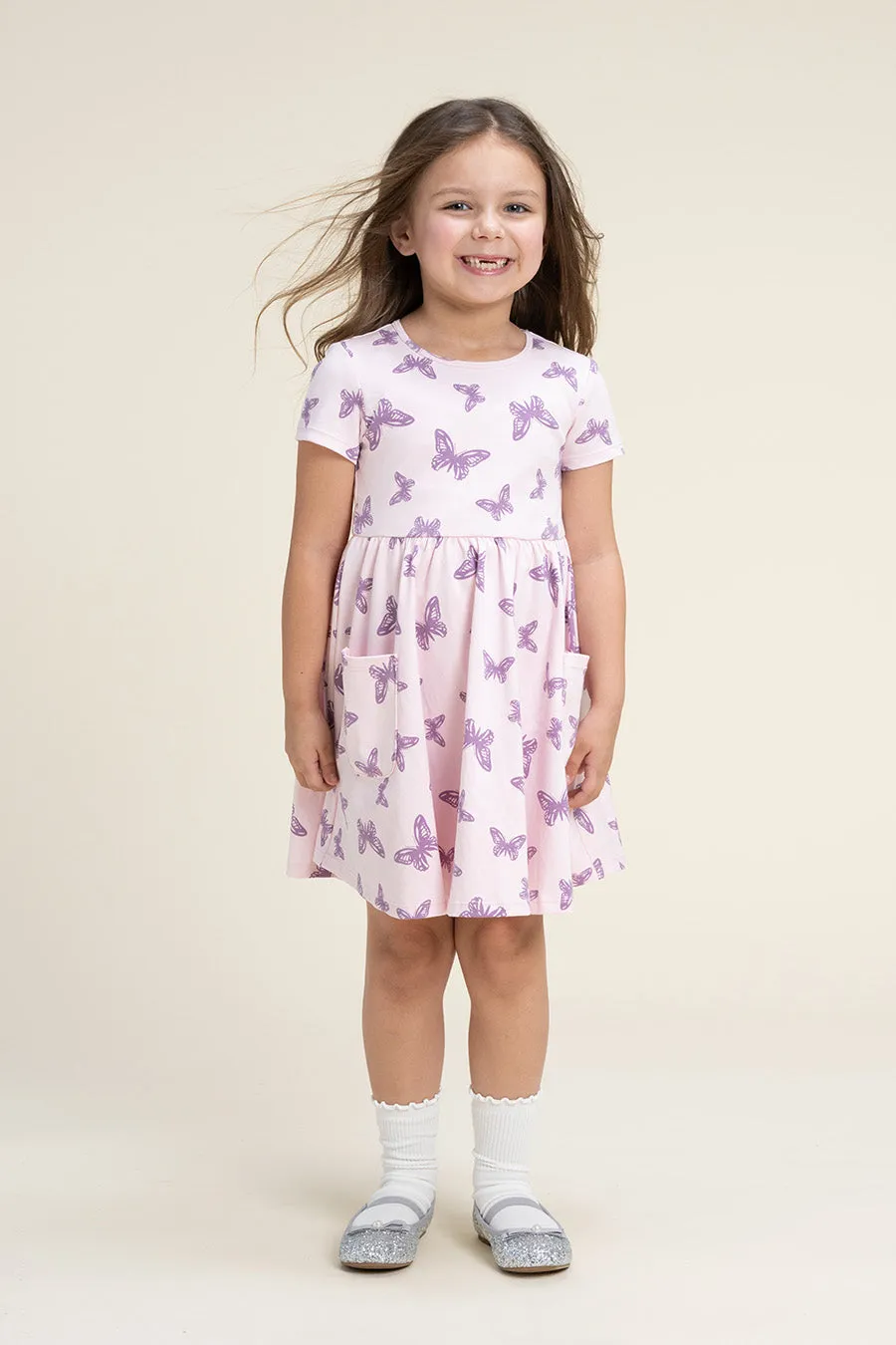 Girls Printed Cotton Skater Dress