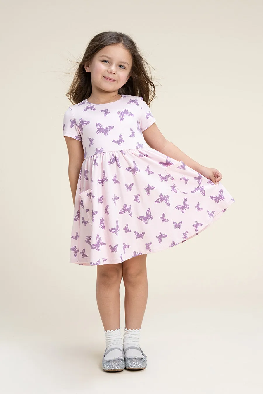 Girls Printed Cotton Skater Dress