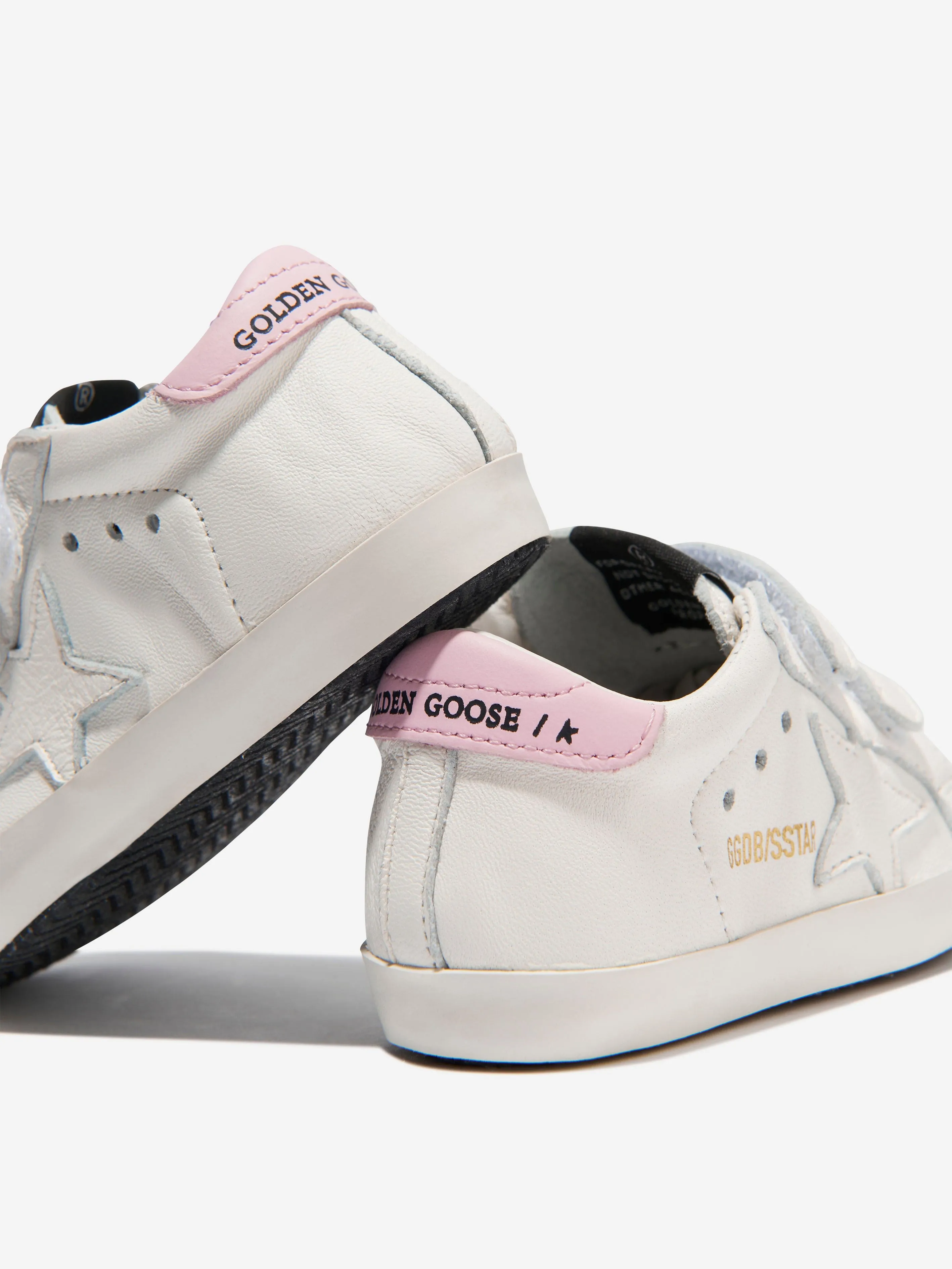 Golden Goose Baby Girls Leather Stripes And Star Trainers in White