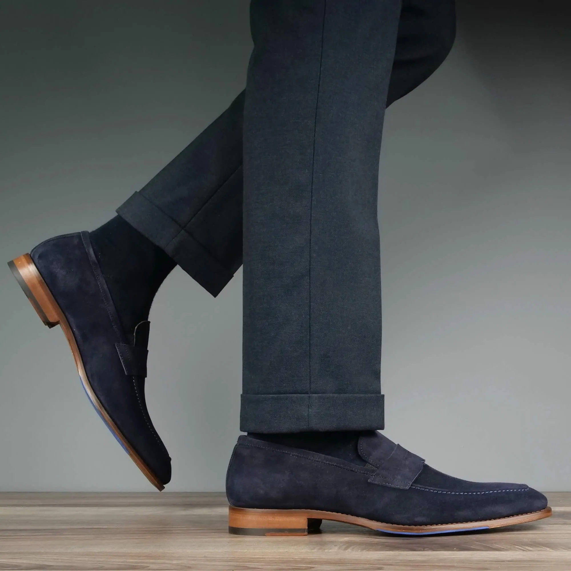 Hampton Penny Loafer Navy Blue Suede