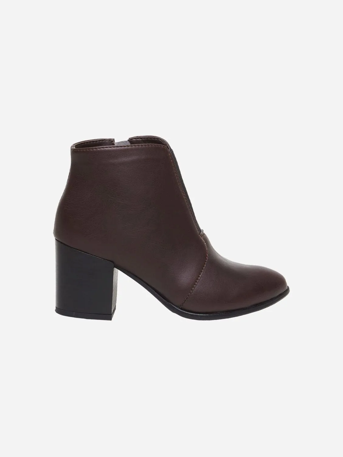 Hana Vegan Leather Heeled Ankle Boots | Chocolate