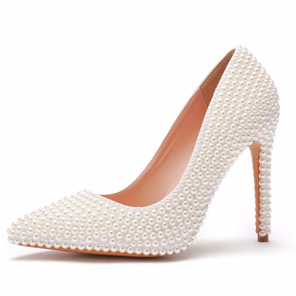 High-heeled Pearls Wedding Shoes