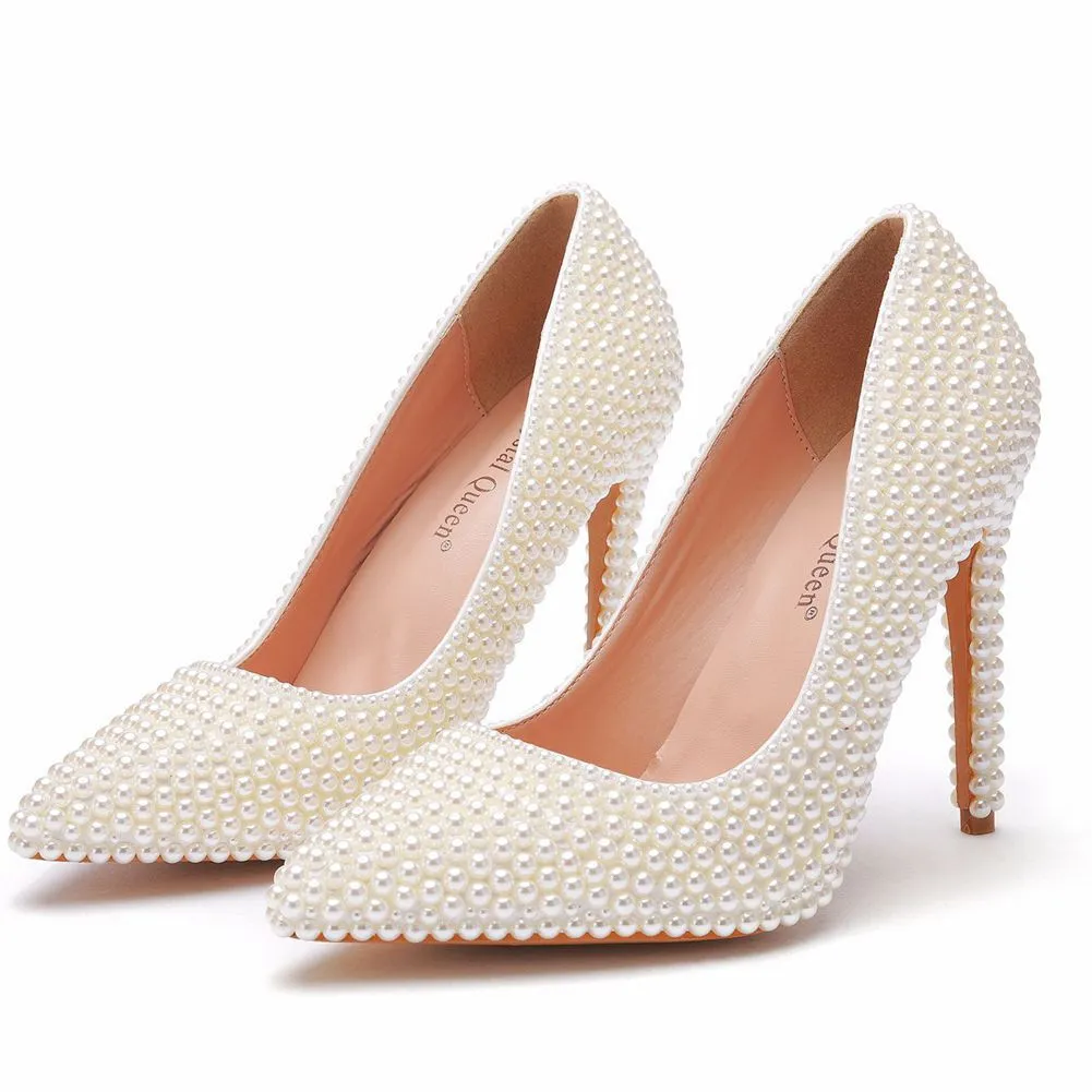 High-heeled Pearls Wedding Shoes