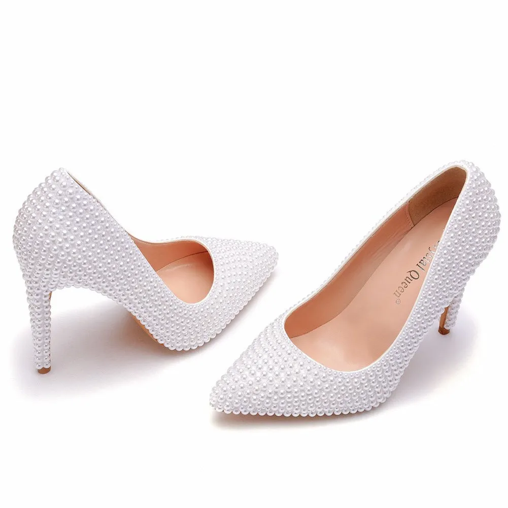 High-heeled Pearls Wedding Shoes