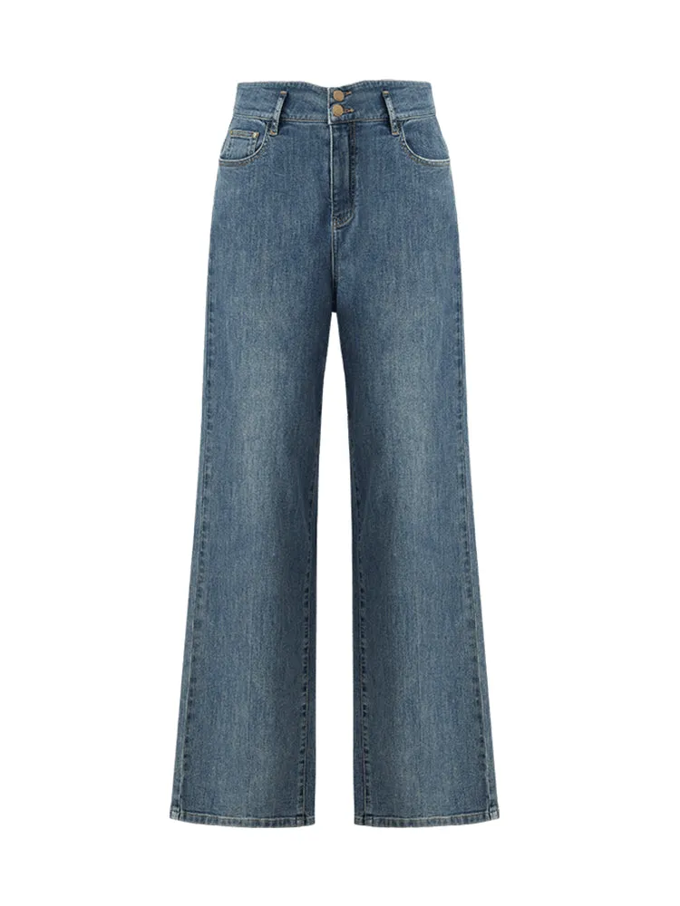 High-Waisted Loose Straight Full Length Women Jeans