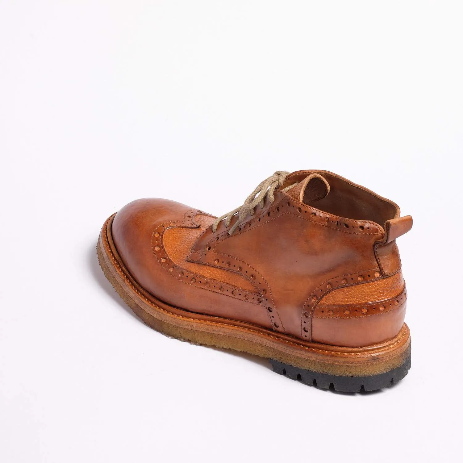 Ian Laced Mid Shoes Natural Vacchetta leather cuoio