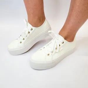 K7 white lace up platform sneaker