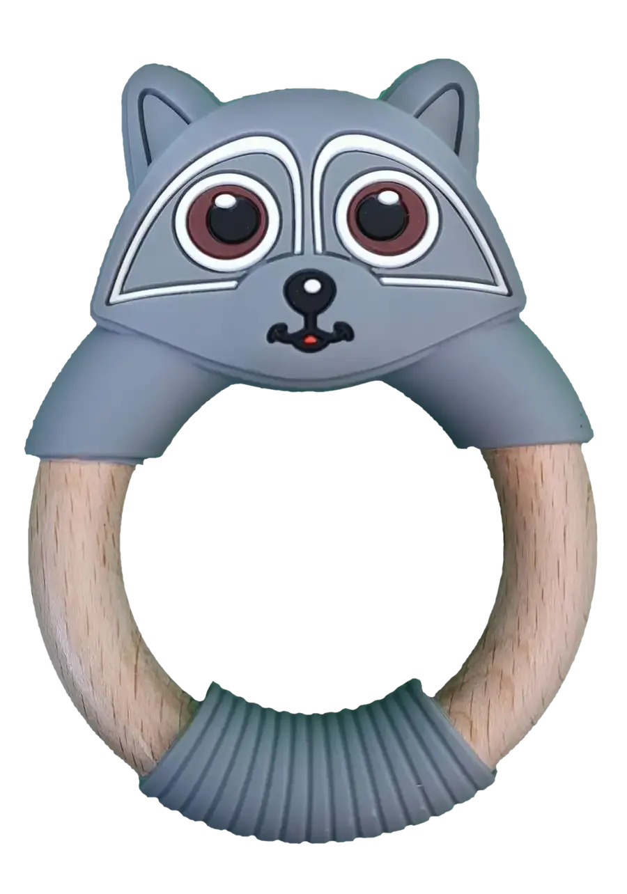 Kapai Kiwi Raccoon Wooden Teether Ring