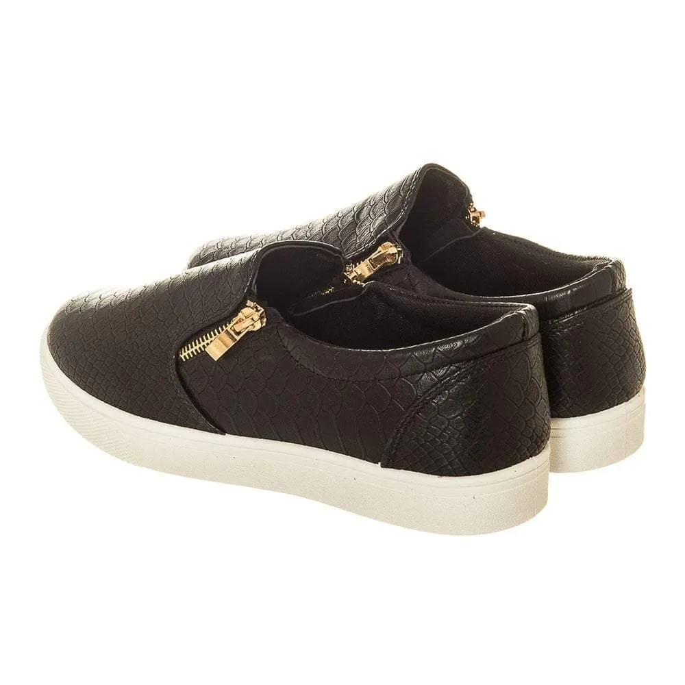 Ladies Side Zip Low Rubber Sole Skatter Shoe