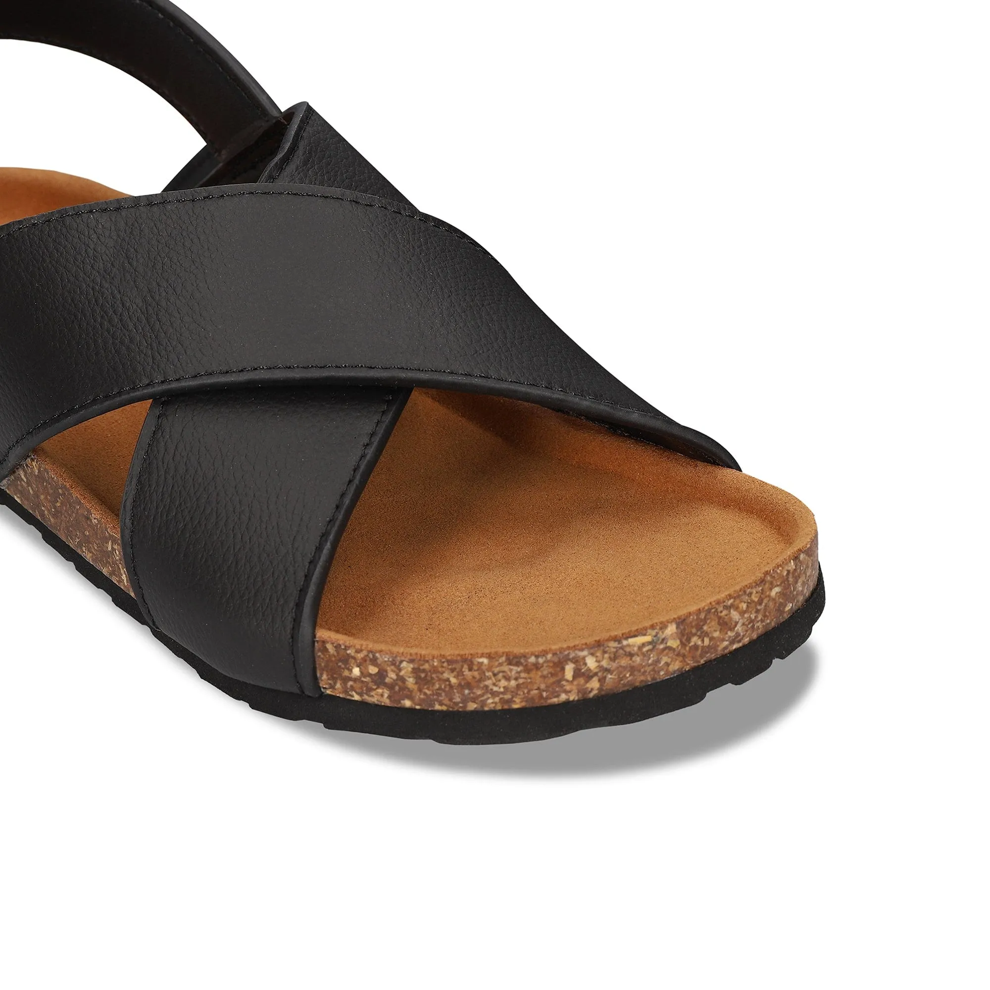 Lanta Unisex Vegan Apple Leather Sandals | Black