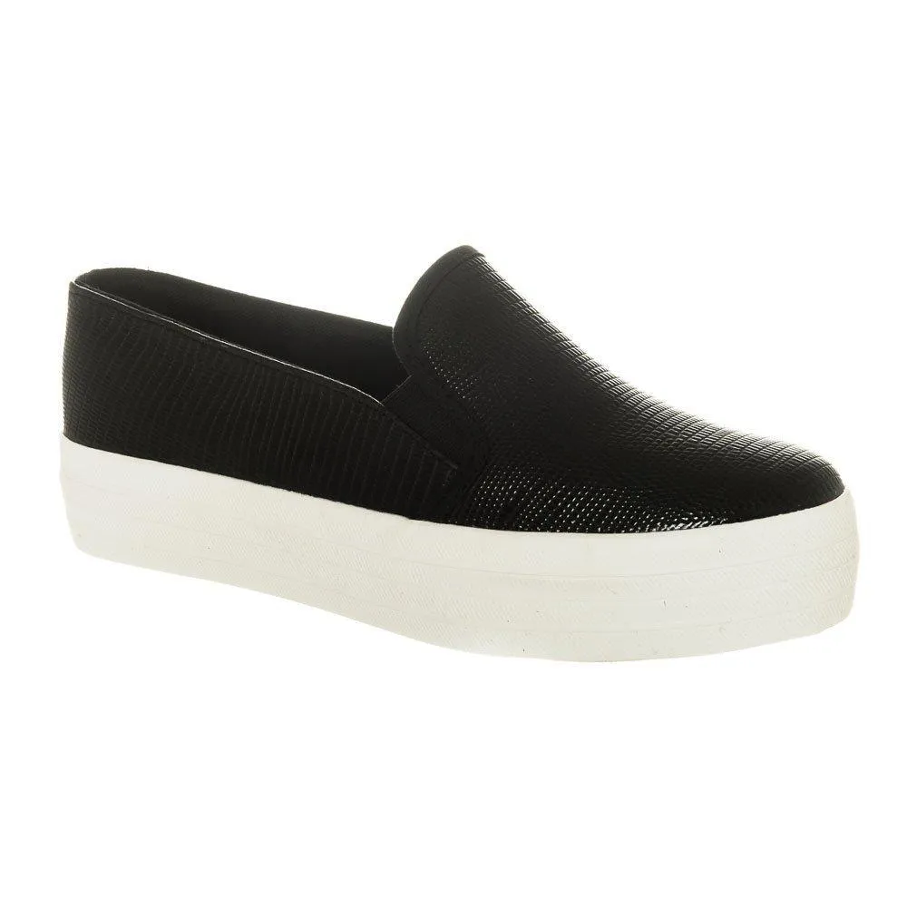 Low Slip On Flatform Skater Shoes With Rubber Sole And Elastic Gusset