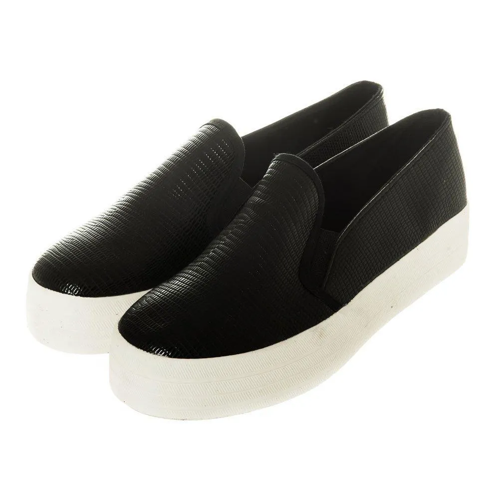 Low Slip On Flatform Skater Shoes With Rubber Sole And Elastic Gusset