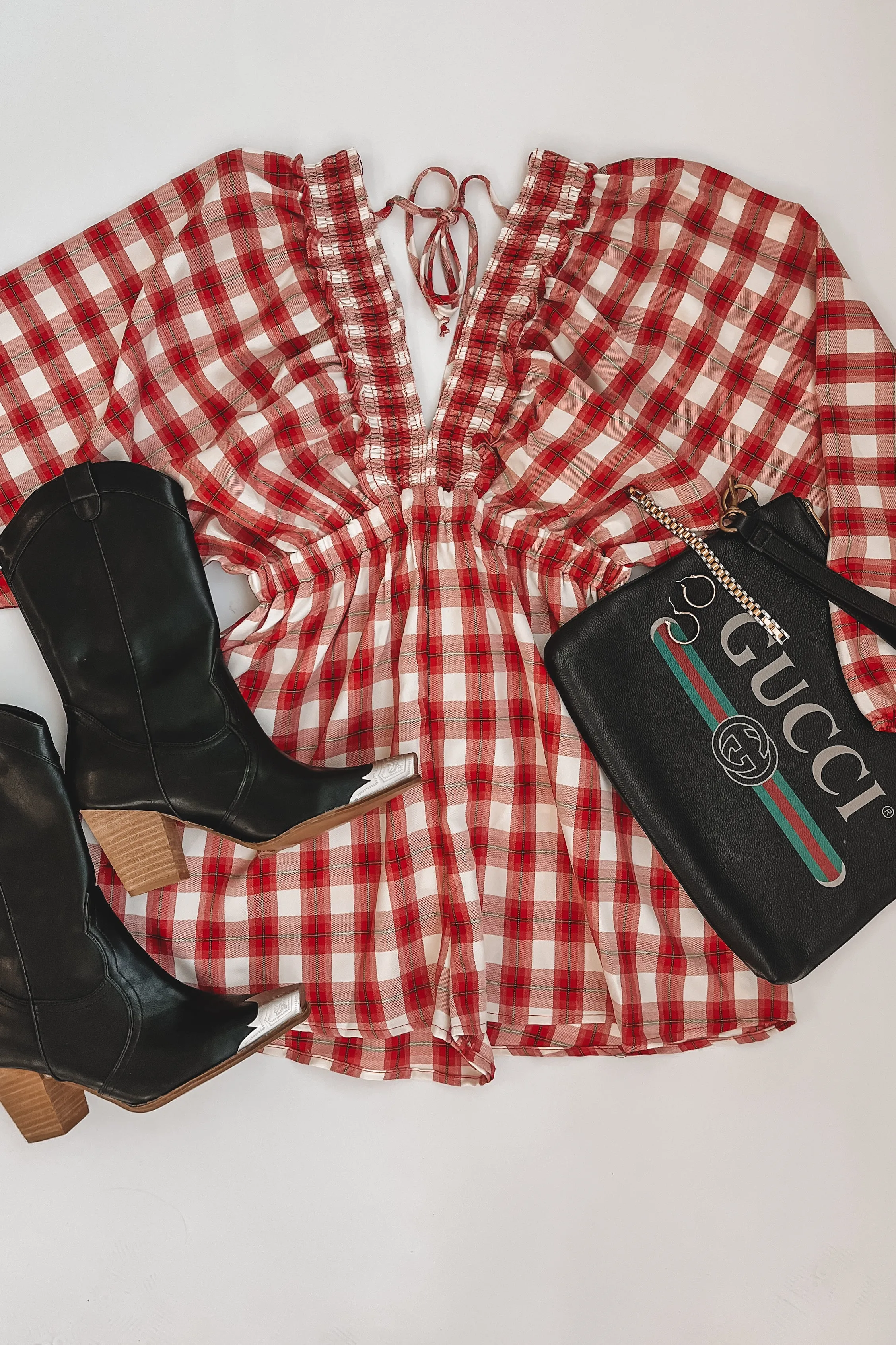 Made A Pact Plaid V Neckline Romper