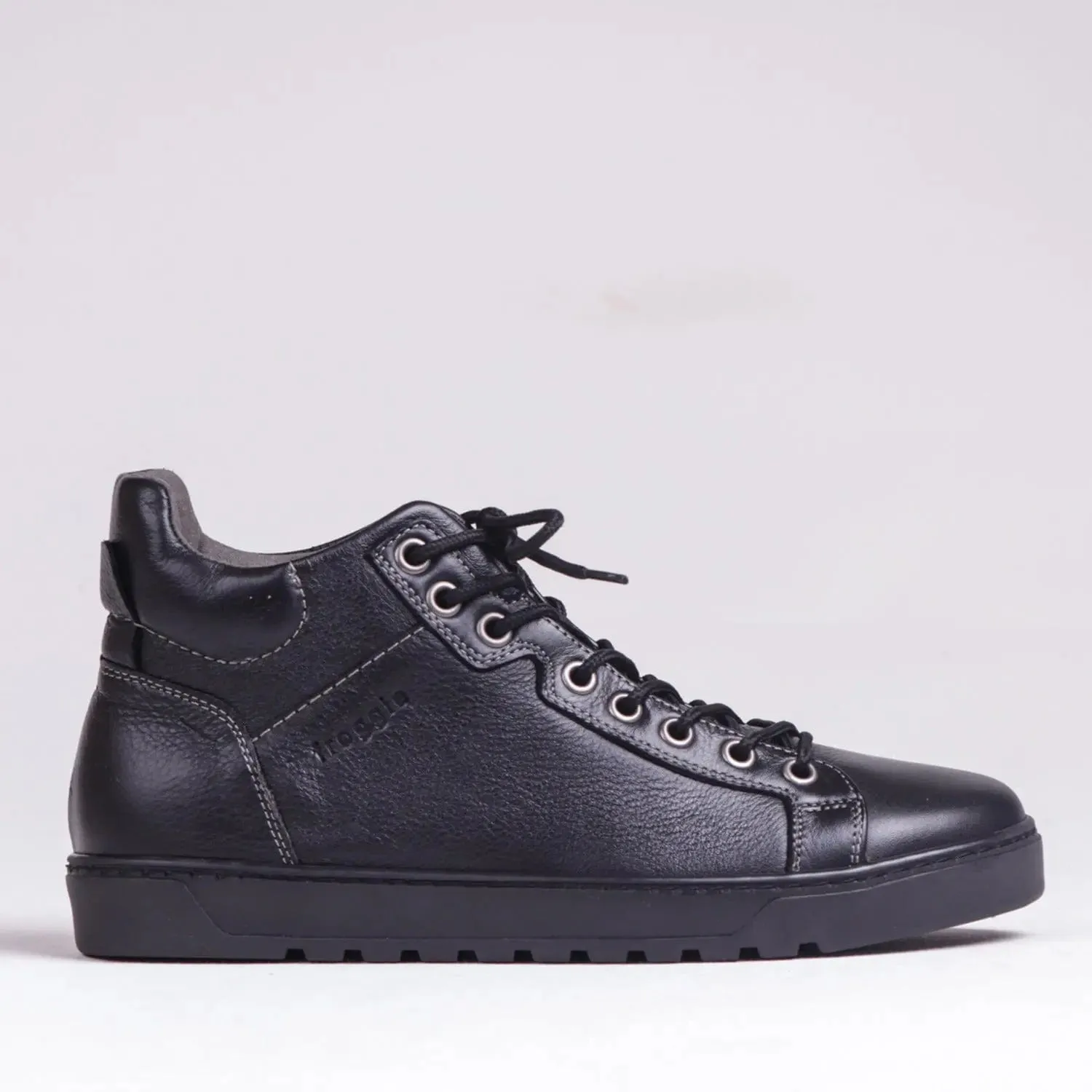 Men's High top Sneaker with Removable Footbed in Black - 11850