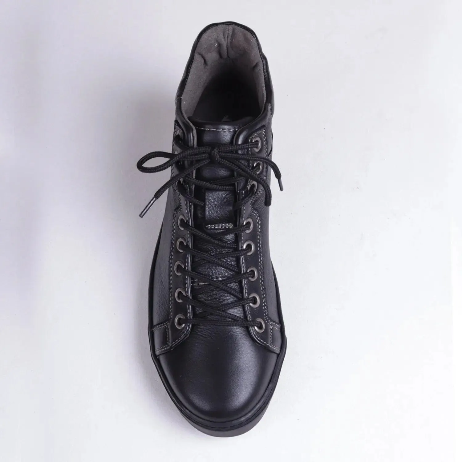 Men's High top Sneaker with Removable Footbed in Black - 11850