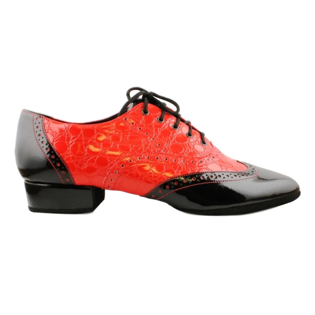 Men's Smooth Dance Shoes, Flexi M, Red-Black Patent Leather