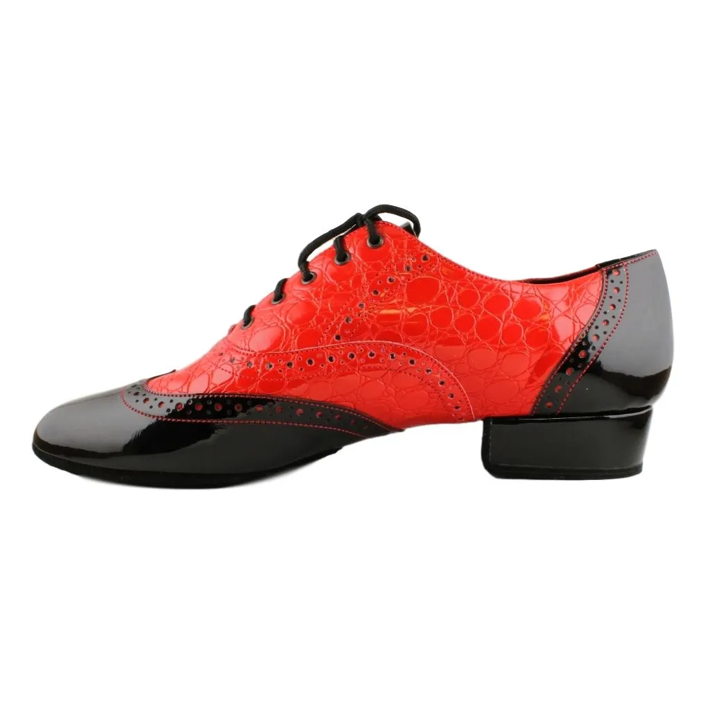 Men's Smooth Dance Shoes, Flexi M, Red-Black Patent Leather