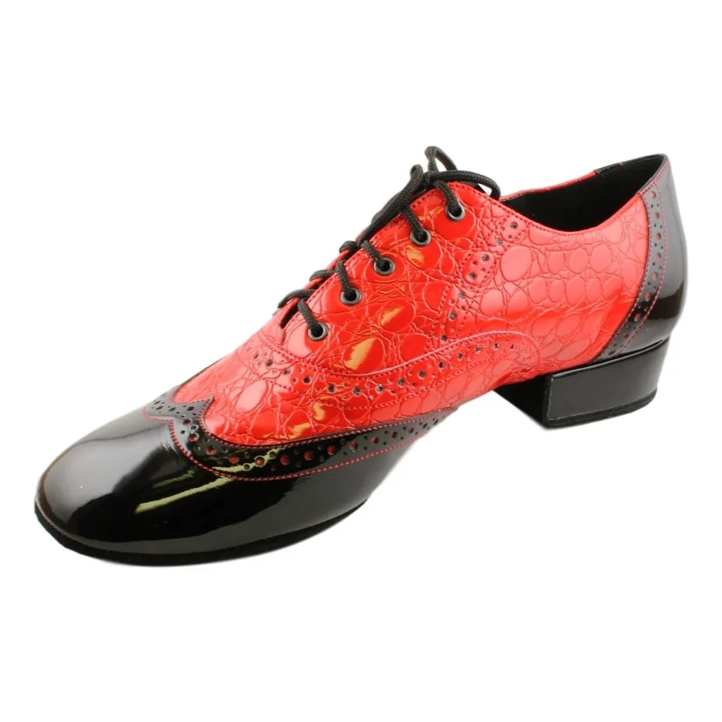 Men's Smooth Dance Shoes, Flexi M, Red-Black Patent Leather