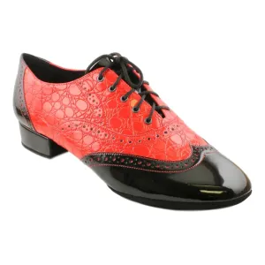 Men's Smooth Dance Shoes, Flexi M, Red-Black Patent Leather