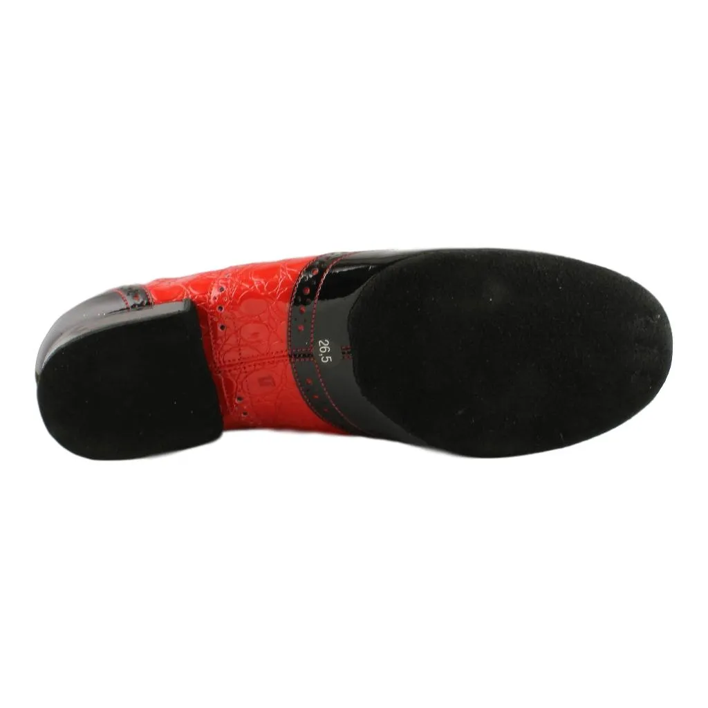 Men's Smooth Dance Shoes, Flexi M, Red-Black Patent Leather