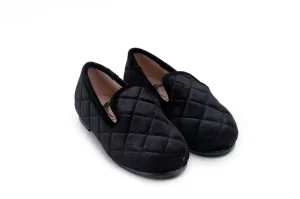 Midnight Quilted Velvet Hard Sole Shoe