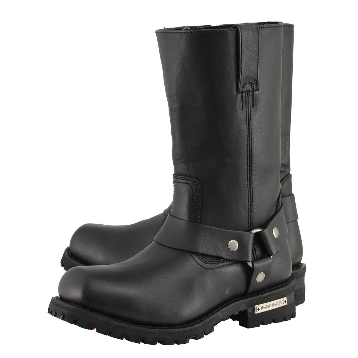 Milwaukee Leather MBM131W Men's Black 'Wide-Width' 11-inch Classic Square Toe Harness Boots