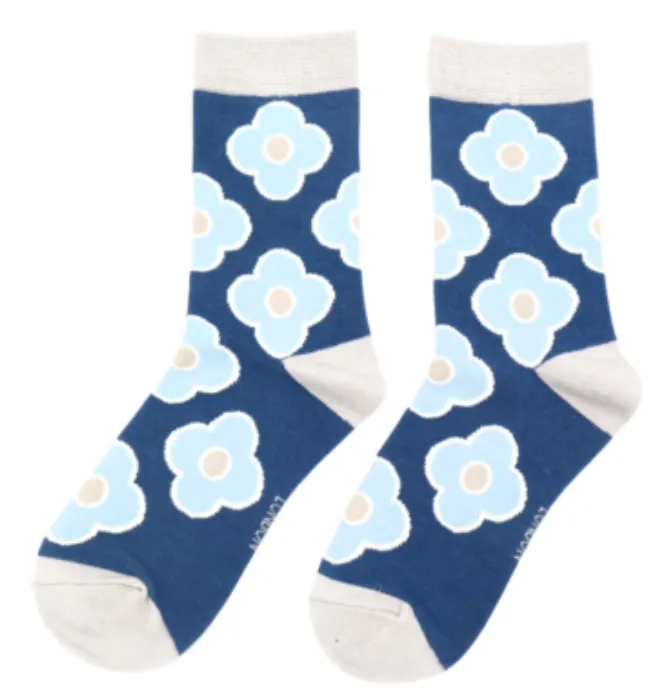 Miss Sparrow Bamboo Retro Flower Socks (3 Colours)