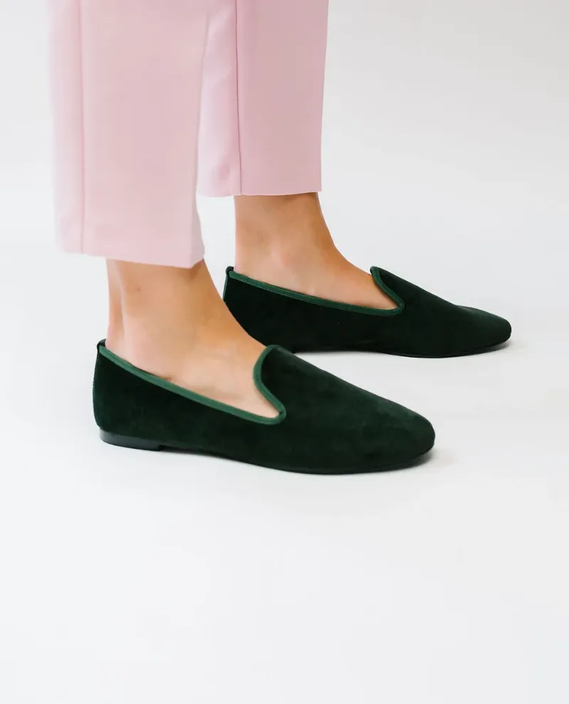 Moi London Forest Green Loafer Shoes