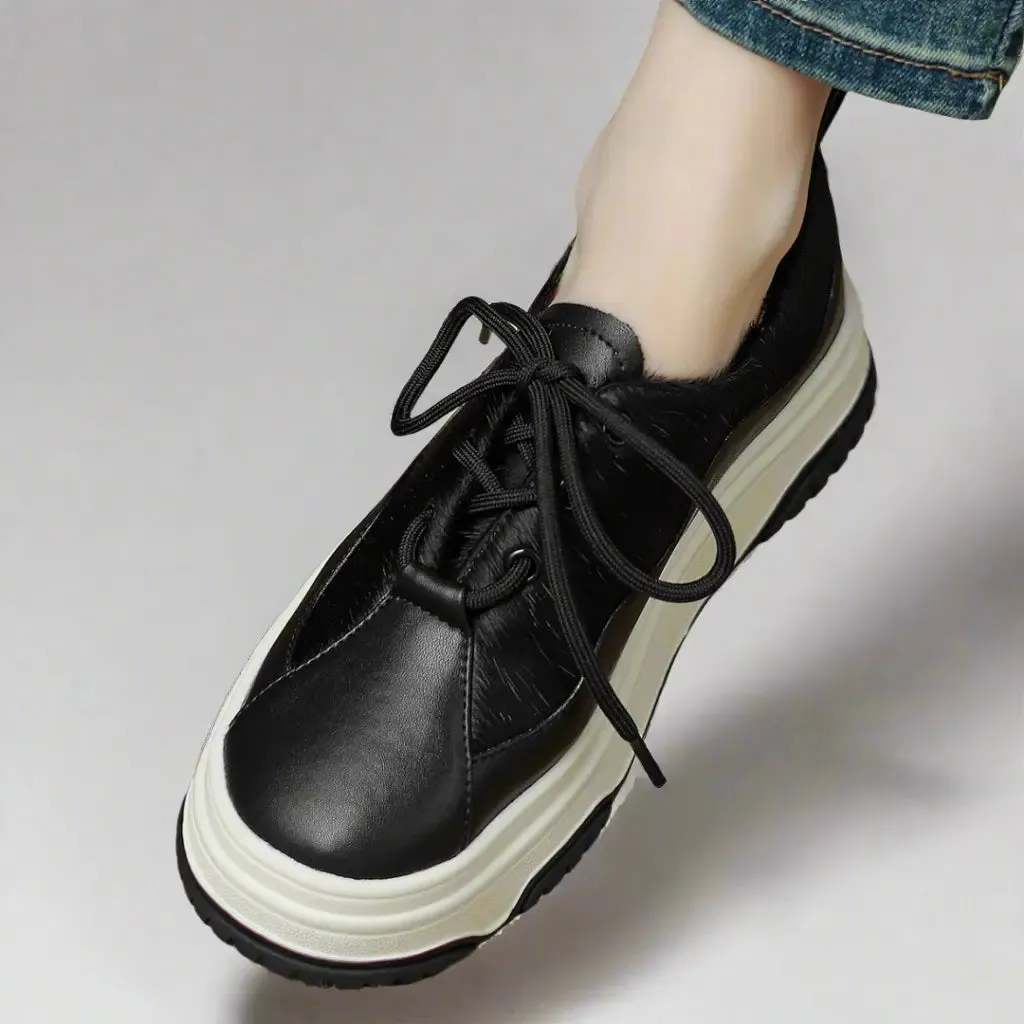 Monalisa Black Leather Sneakers