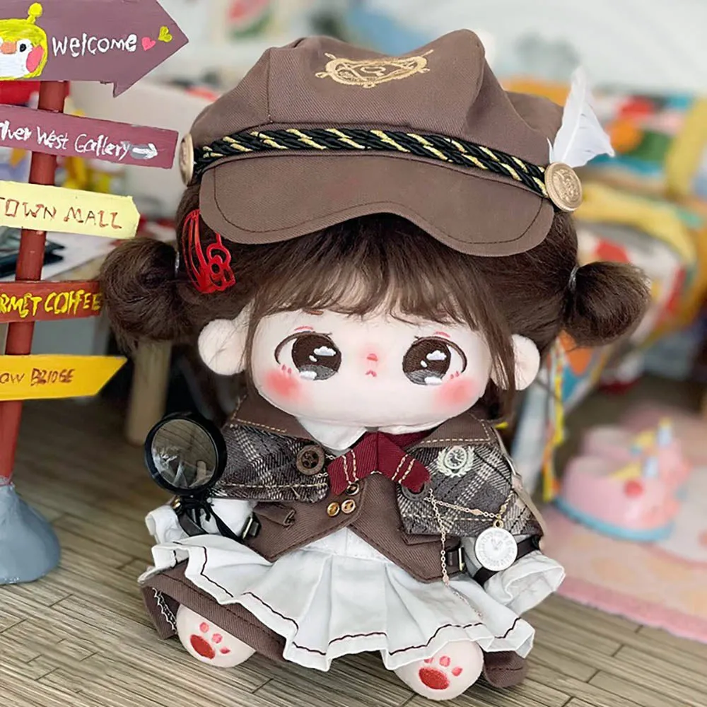 niannyyhouse 20cm Plush Doll Clothes Hat Shawl Dress Shirt Pants Vest Bow Tie Shoes Accessories Plaid Suit 8in Doll Dress Up