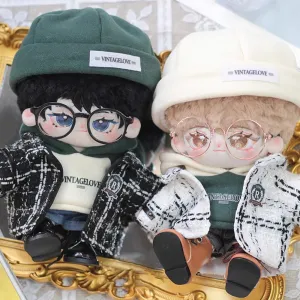 niannyyhouse 8in Doll Clothes Coat Hat Hoodie Jeans Glasses Leather Shoes Casual Outfit 20cm Plush Doll Accessories Dress Up