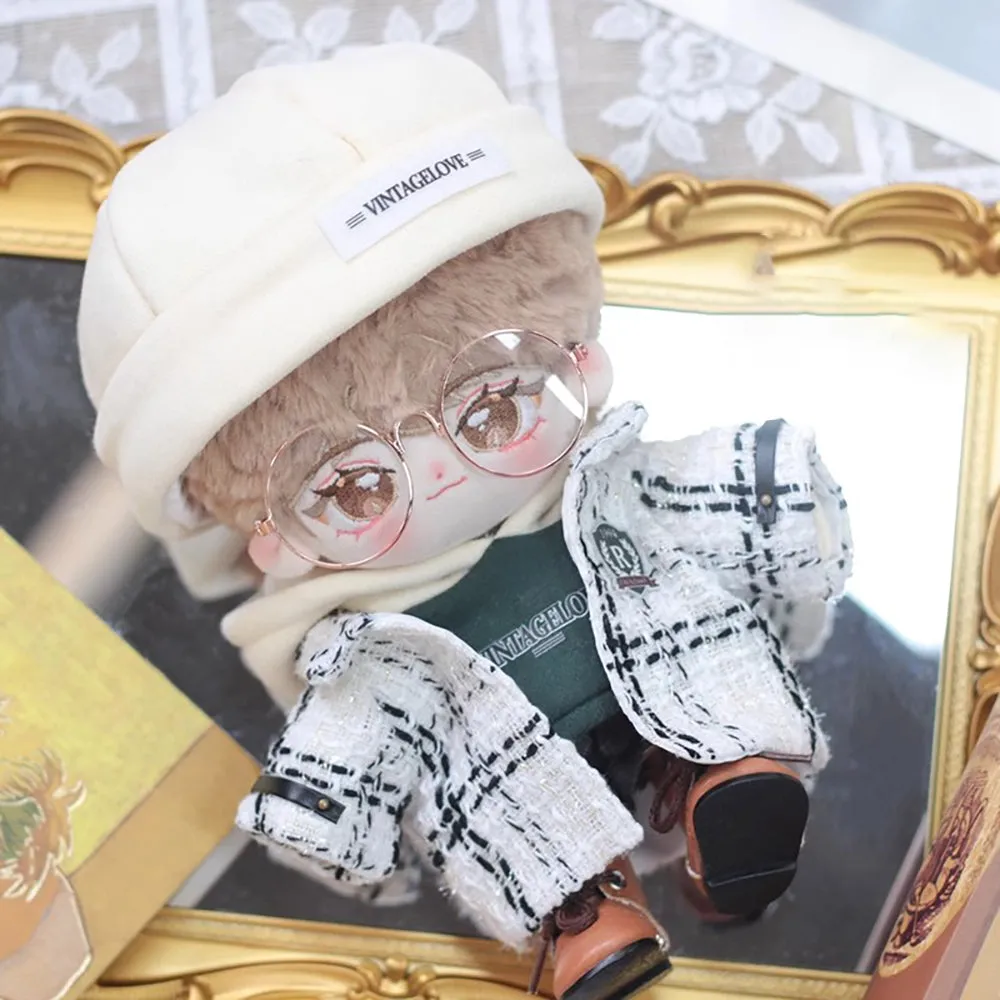 niannyyhouse 8in Doll Clothes Coat Hat Hoodie Jeans Glasses Leather Shoes Casual Outfit 20cm Plush Doll Accessories Dress Up