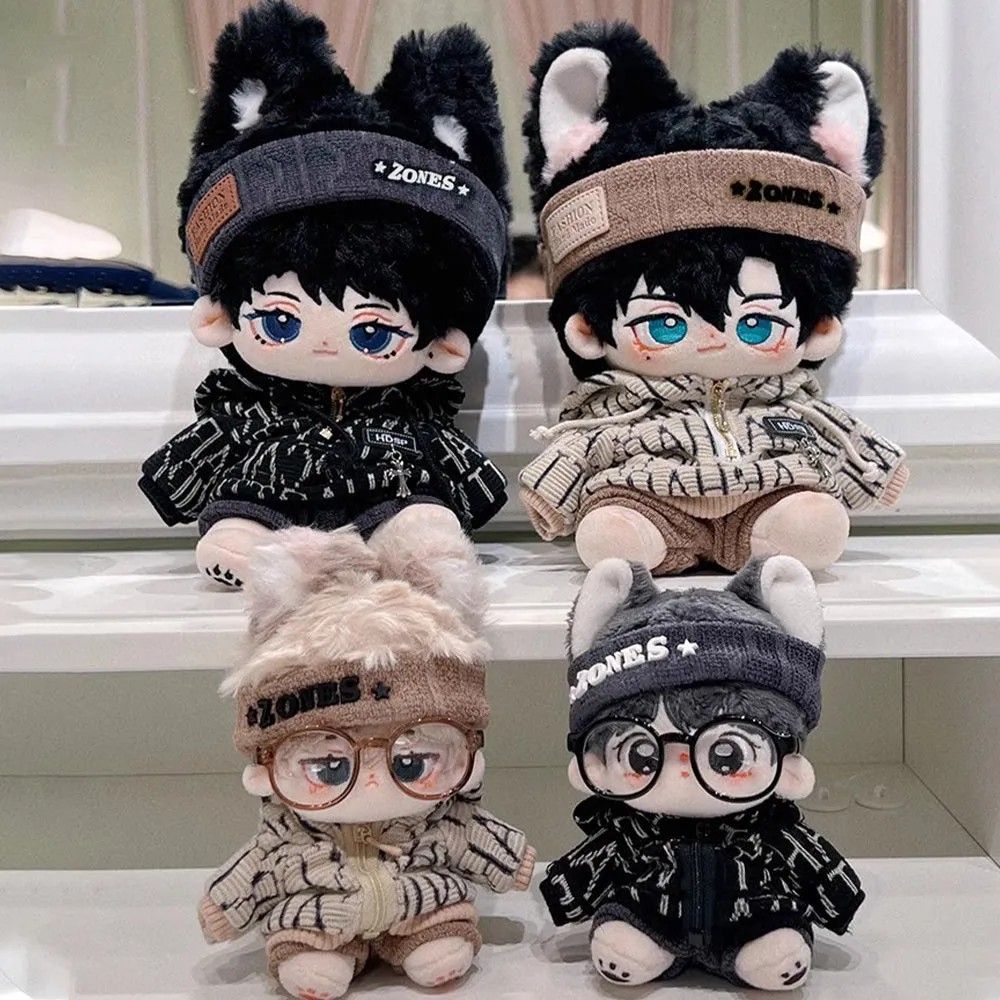 niannyyhouse Headwear Hooded Jacket Pants Glasses Leather Shoes Elemental Outfit 10cm 20cm Plush Doll Clothes Dress Up Accessories