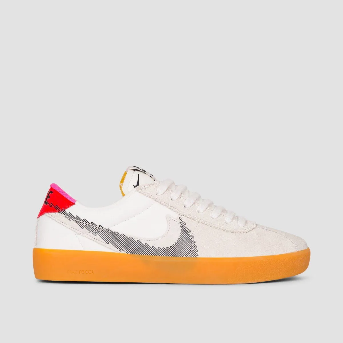 Nike SB Bruin React T Shoes - Summit White/Black/Bright Crimson