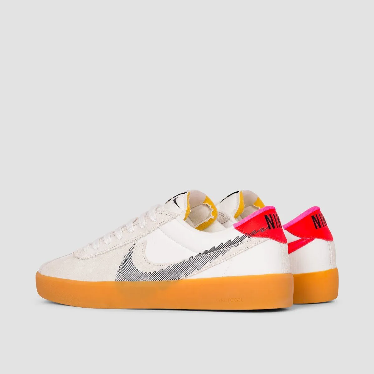 Nike SB Bruin React T Shoes - Summit White/Black/Bright Crimson