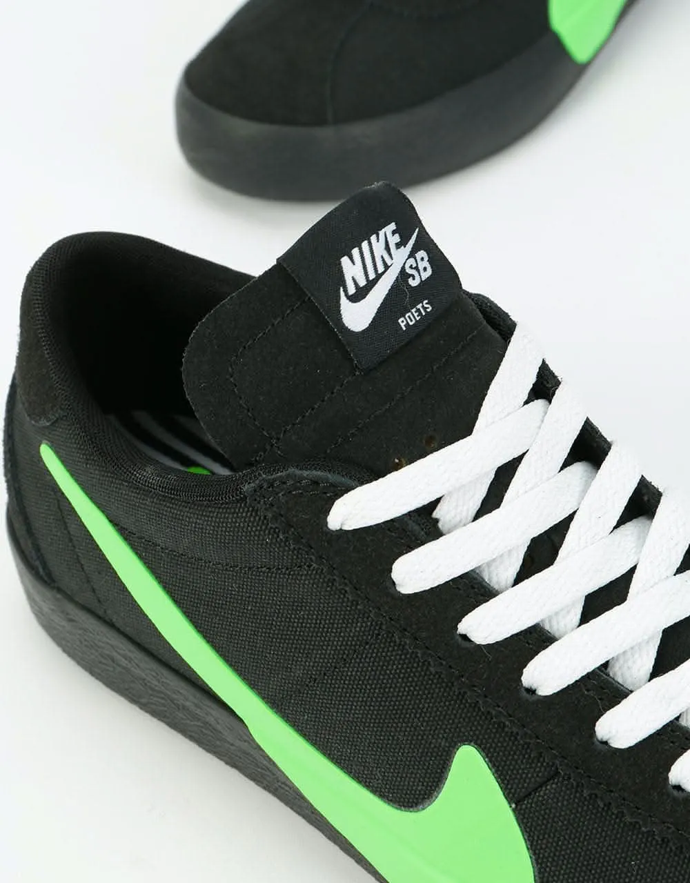 Nike SB x Poets Zoom Bruin QS Skate Shoes - Black/Voltage Green-White