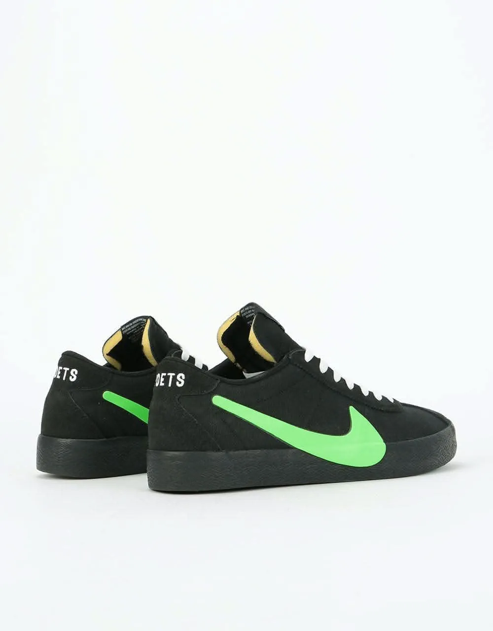 Nike SB x Poets Zoom Bruin QS Skate Shoes - Black/Voltage Green-White