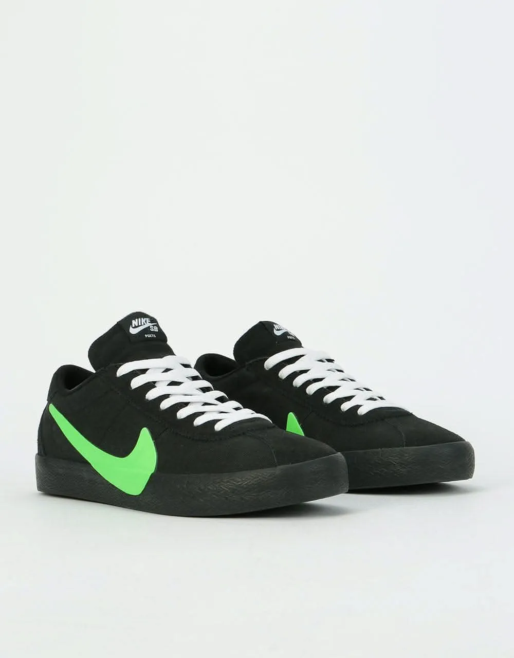 Nike SB x Poets Zoom Bruin QS Skate Shoes - Black/Voltage Green-White