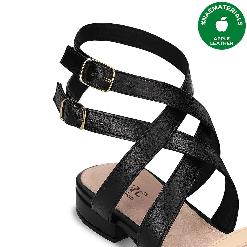 Olga Women's Vegan Apple Leather Sandals | Black