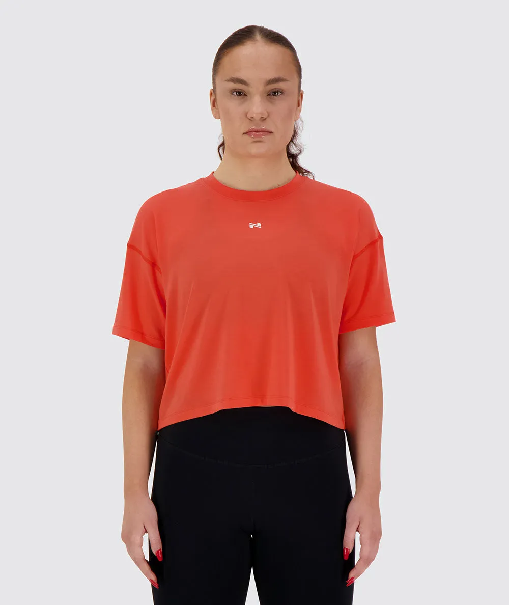 Oversized Crop Tee (Poppy Red)