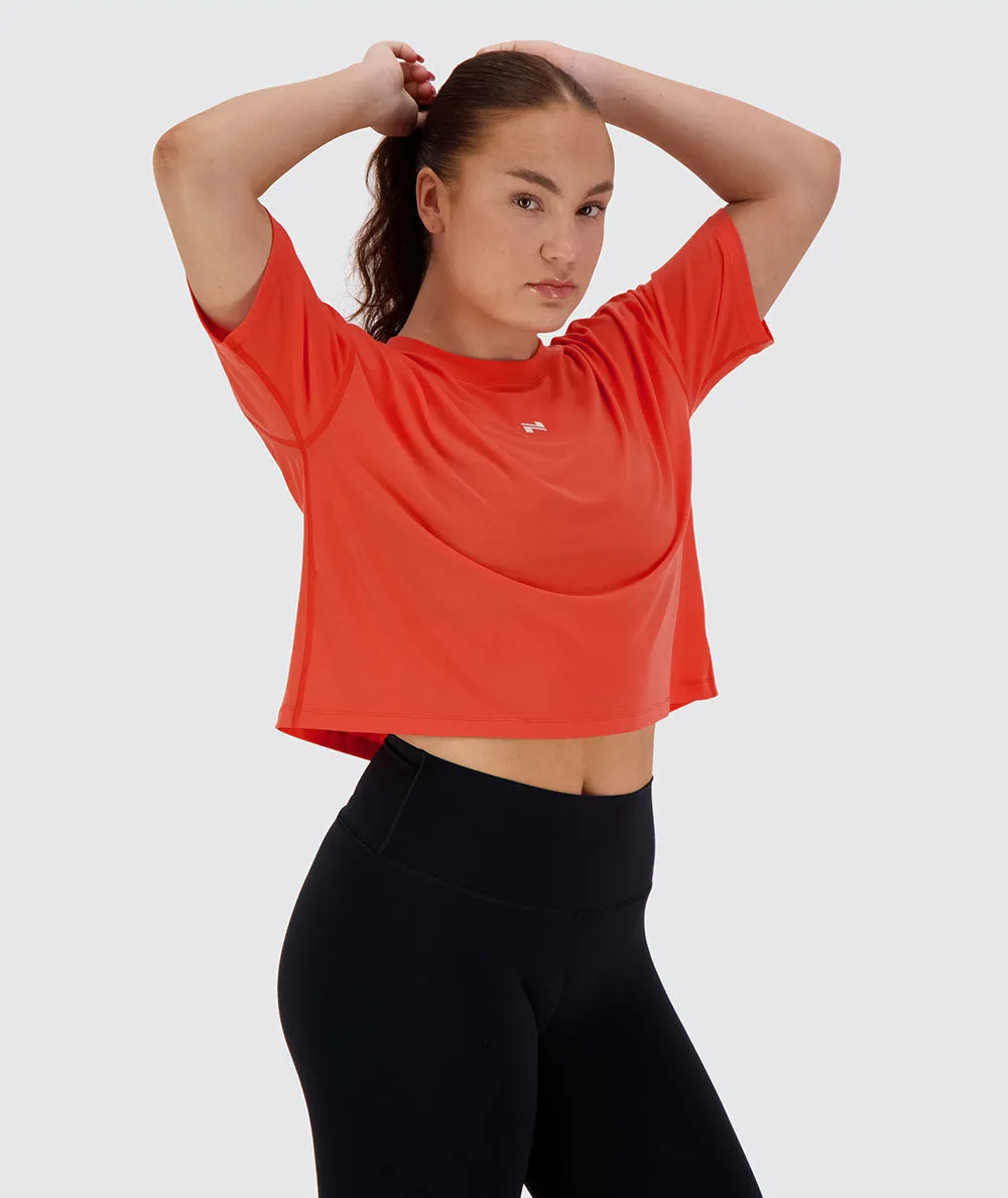 Oversized Crop Tee (Poppy Red)