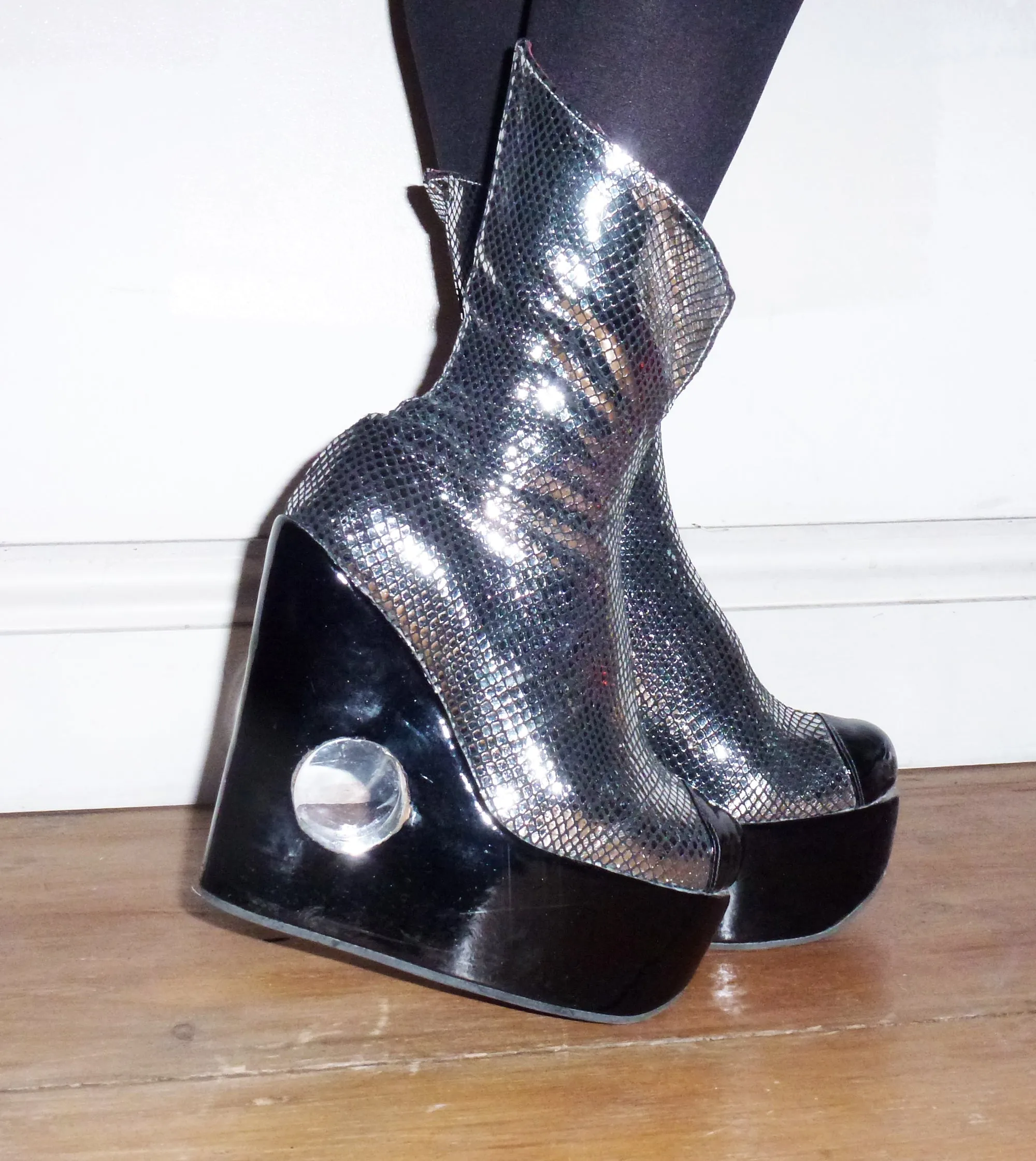 PEEPHOLE Platform "Collar" Boots w/ Perspex hole