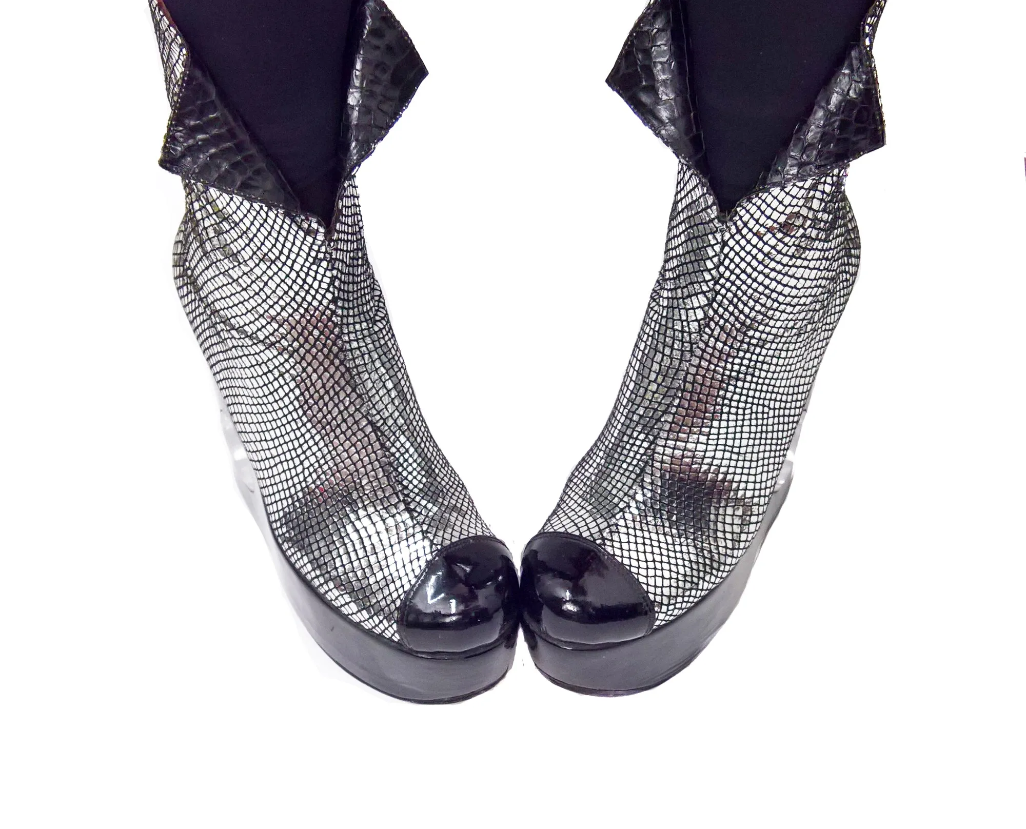 PEEPHOLE Platform "Collar" Boots w/ Perspex hole