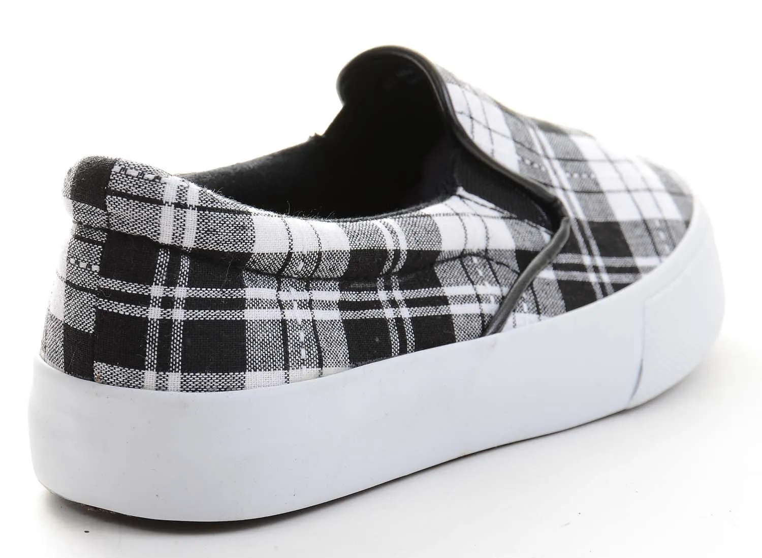 Plaid Black White Slip-on Boys Girls Skate Sneaker Kids Shoe